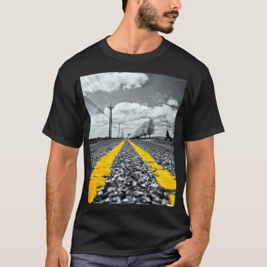 T-shirt Asphalt Jaune Road Photographie créative (Devant)