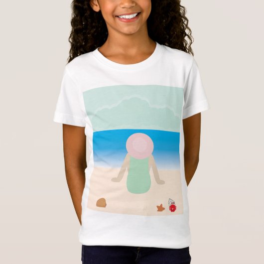 T-Shirt Assis sur le sable de la plage (Devant)