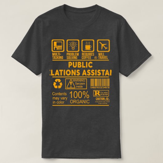 T-SHIRT ASSISTANT AUX RELATIONS PUBLIQUES NICE DESIGN 2017 (Design devant)