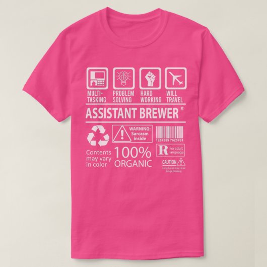T-shirt Assistant Brewer MultiTasking Certified Job Gift I (Design devant)
