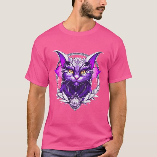 T-shirt Assistant de chat de dragon - Imaginaire noir, bla (Devant)