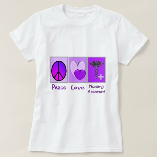 T-shirt Assistant de soins d'amour de paix (Design devant)