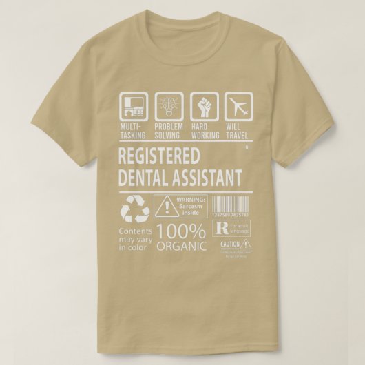 T-shirt Assistant dentaire agréé Multi-Tasking Certifié (Design devant)