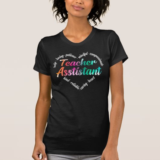 T-shirt Assistant enseignant Coeur Mot Cloud Aquarelle (Devant)