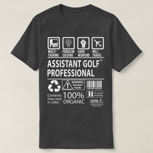 T-shirt Assistant Golf Professionnel Multi-Tâche Certifié (Design devant)