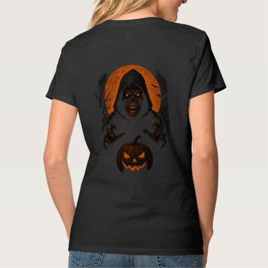 T-shirt Assistant Halloween effrayant - Crâne à capuchon D (Dos)