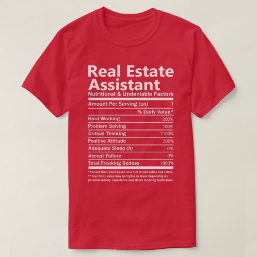 T-shirt Assistant Immobilier Nutritionnel Et Indéniable F (Design devant)