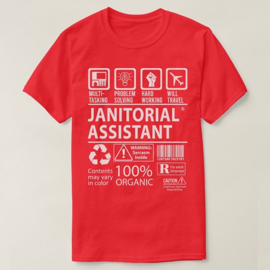 T-shirt Assistant Janitorial Multi-Tasking Certified Job G (Design devant)