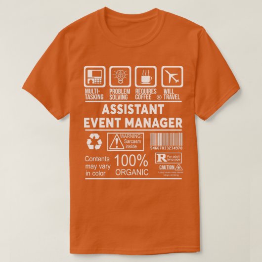 T-SHIRT ASSISTANT MANAGER D'ÉVÉNEMENT NICE DESIGN (Design devant)