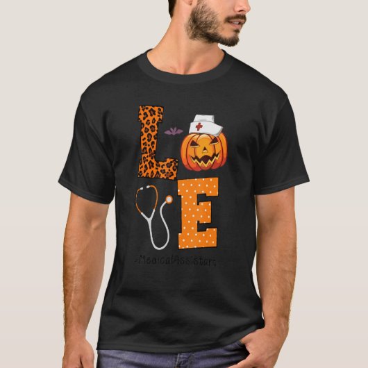 T-shirt Assistant Médicale Amour Halloween Citrouille S (Devant)