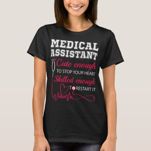 T-shirt Assistant Médicale Mignonne Infirmière Stop Coeur (Devant)
