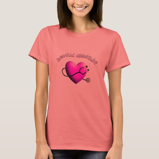 T-shirt Assistant Médicale PINK HEART Design Cadeaux (Devant)