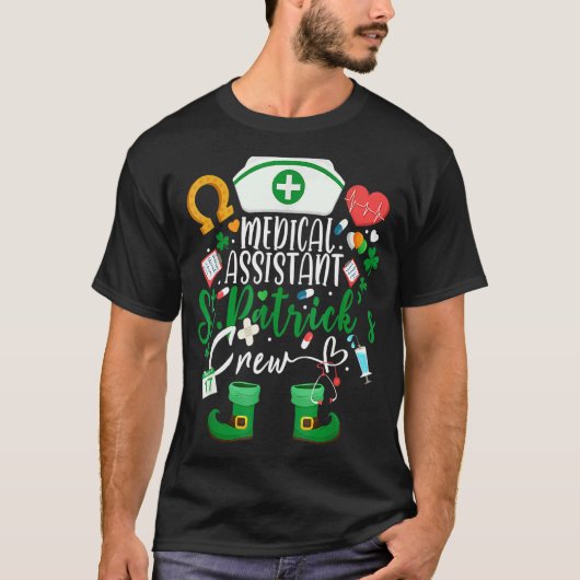 T-shirt Assistant Médicale St Patrick's Day Nurse Crew 1 (Devant)