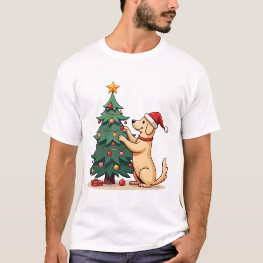 T-shirt Assistant pour arbre de Noël de Labrador (Devant)