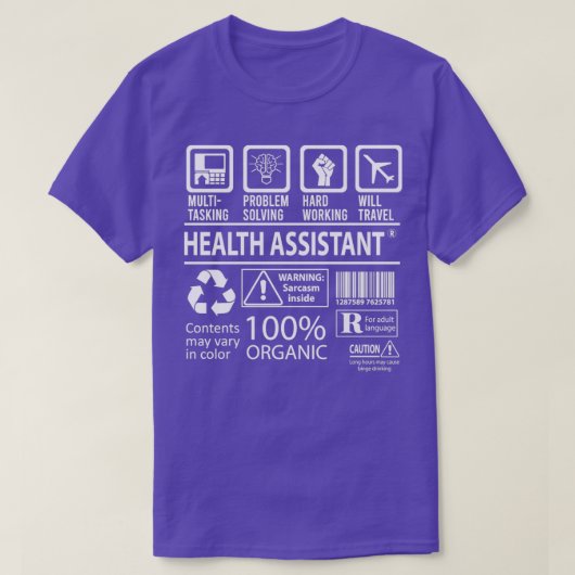 T-shirt Assistant Santé Multi-Tasking Certified Job Don I (Design devant)