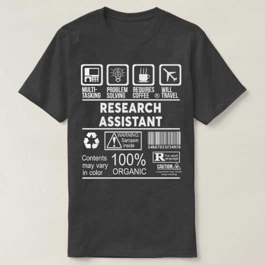 T-SHIRT ASSISTANTE EN RECHERCHE NICE DESIGN 2017 3 (Design devant)