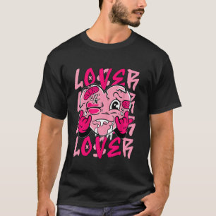 T-shirt assorti cœur rose Drip Lover Loser rose po