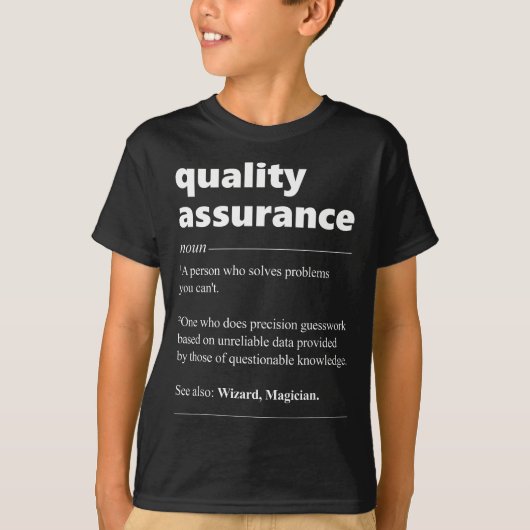 T-shirt Assurance de la qualité Définition du gestionnaire (Devant)