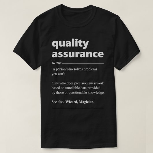 T-shirt Assurance de la qualité Définition du gestionnaire (Design devant)