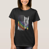 T-shirt Astoria États-Unis Arc-en-ciel déprimé avec drapea (Devant)