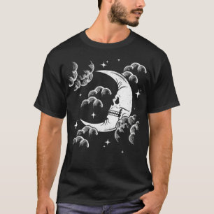 T-shirt Astrologie Crescent Moon crâne, Ciel nocturne avec