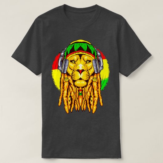 T-shirt Astrologie de l'horoscope rastafarienne Lion Leo Z (Design devant)