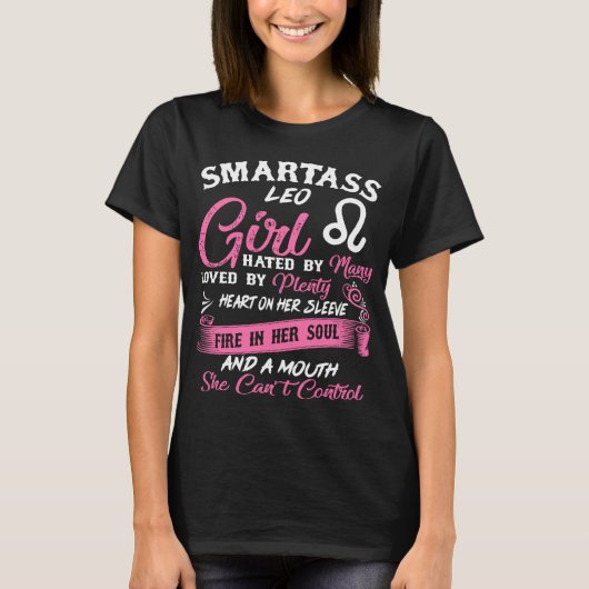 T-shirt Astrologie du Horoscope de la fille Leo Smartass (Devant)