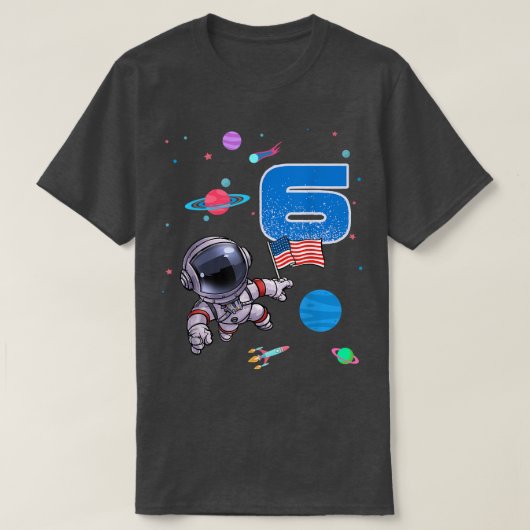 T-shirt Astronaut 6th birthday 6 Years Old Birthday Boy Sp (Design devant)
