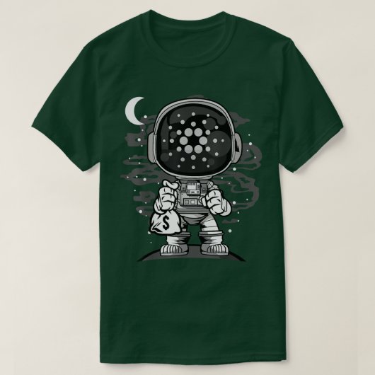 T-shirt Astronaut Argent Cardano ADA Coin Crypto Token HOD (Design devant)