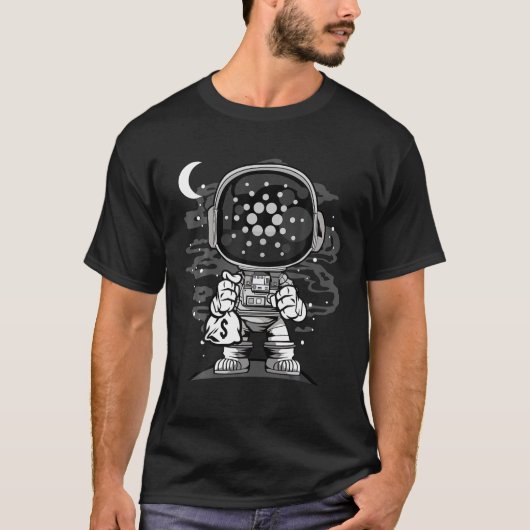 T-shirt Astronaut Argent Cardano ADA Coin Crypto Token HOD (Devant)