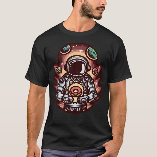 T-shirt Astronaut Avec Espace De Donut T Chemise Design (Devant)