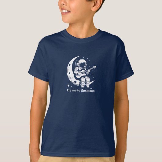 T-shirt Astronaut avec guitare sur la lune, chantant une c (Devant)