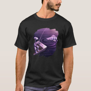 T-shirt Astronaut Bateau de pêche Espace Océan Lac Cool Po