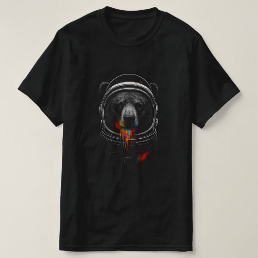 T-shirt Astronaut Bear with Neon Paint Drips – Cosmic Anim (Design devant)