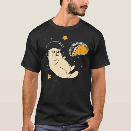 T-shirt Astronaut Cat in Outer Space Taco Moon (Devant)