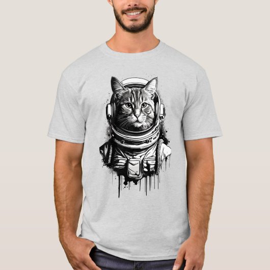 T-shirt Astronaut Cat Ink Art (Devant)