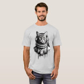 T-shirt Astronaut Cat Ink Art (Devant entier)
