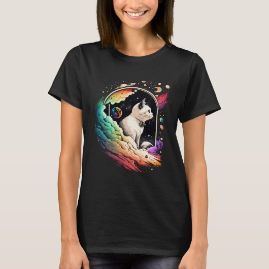 T-shirt Astronaut Cat or  Space Cat on Galaxy Cat   4 (Devant)