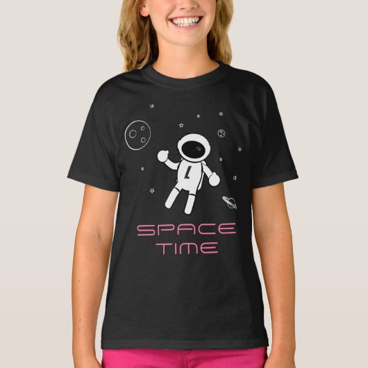 T-shirt Astronaut dans l'espace - Art en noir, blanc et ro (Devant)