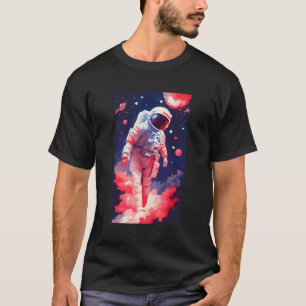 T-shirt Astronaut Dans L'Espace Étoiles Rouge Blanc Bleu R