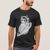 T-shirt Astronaut de chat spatial avec planète Saturne (Devant)