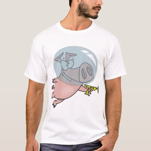T-shirt Astronaut De Cochon Spatial Avec Phaser (Devant)