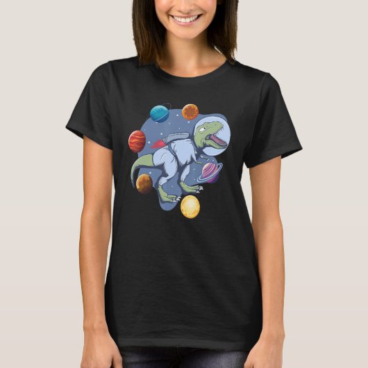 T-shirt Astronaut Dinosaur In Space Travel Galaxy Dinosaur (Devant)