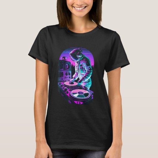T-shirt Astronaut DJ DJing in Space EDM cool Graphic Vapor (Devant)