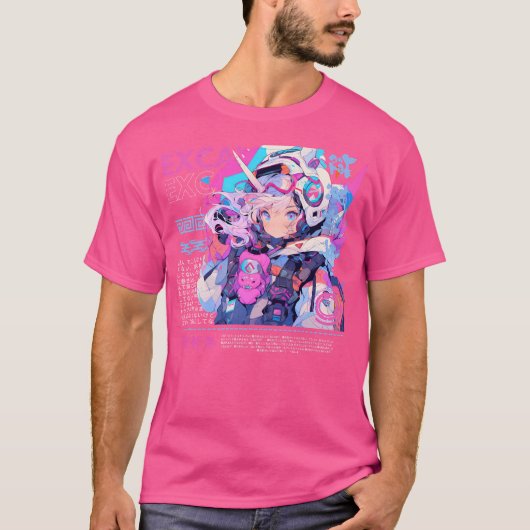 T-shirt Astronaut Exca Cyberpunk Anime Girl (Devant)