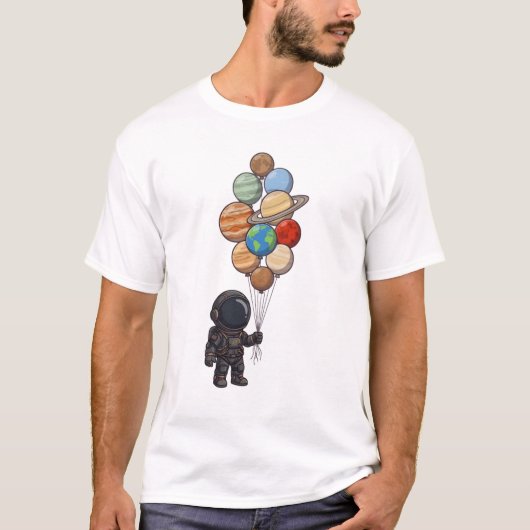 T-shirt Astronaut Holding Solar System Planet balloon (Devant)