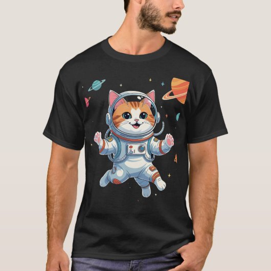 T-shirt Astronaut Kawaii Cat - Cute Space Kitty (Devant)