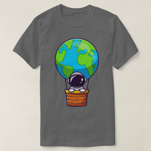 T-shirt Astronaut Mignonne En Ballon À Air Chaud Terre (Design devant)