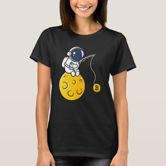 T-shirt Astronaut Moon Fishing BTC Crypto Cryptocurrency B (Devant)