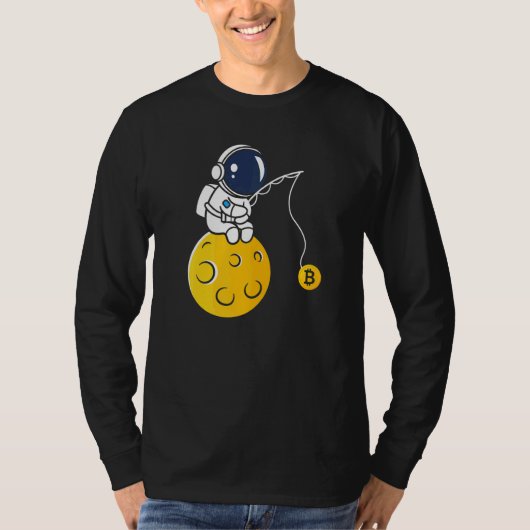 T-shirt Astronaut Moon Fishing BTC Crypto Cryptocurrency B (Devant)